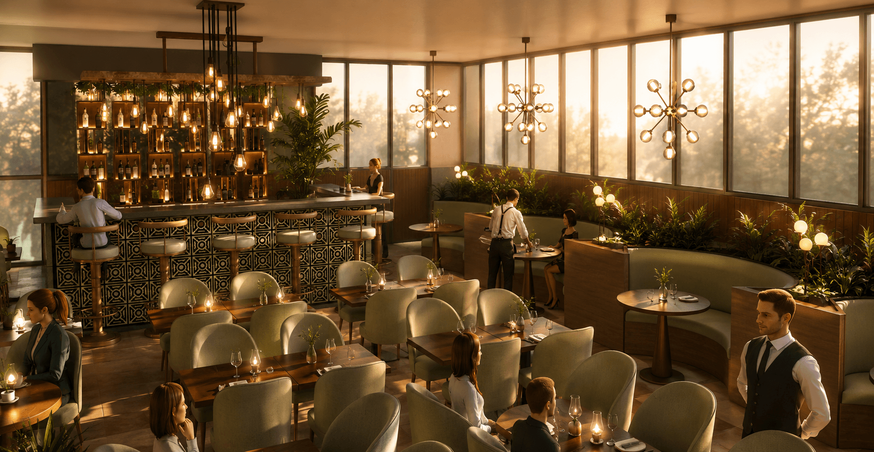 Bar and banquettes