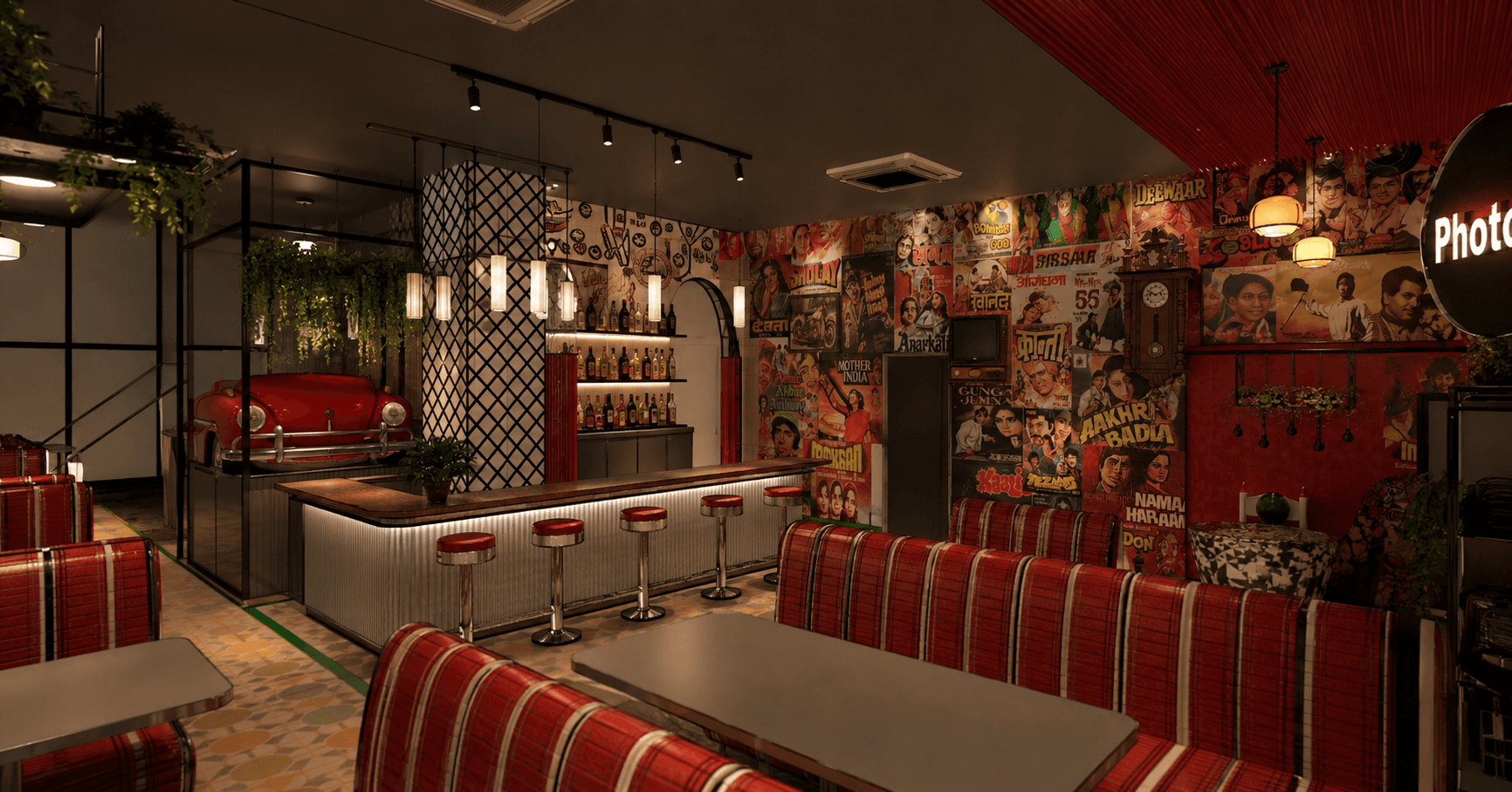 Bar and poster wall