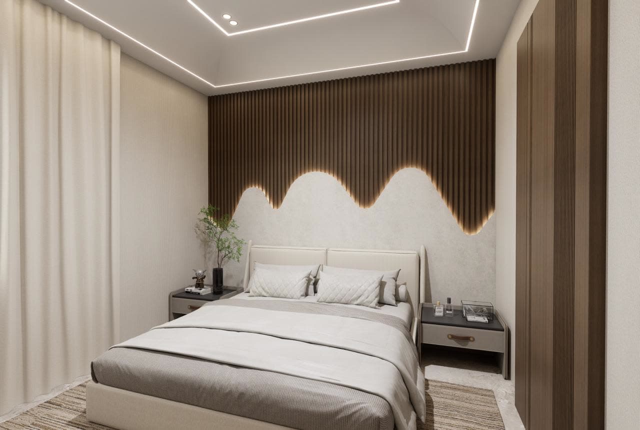 Bedroom 2 - backlit louver wall