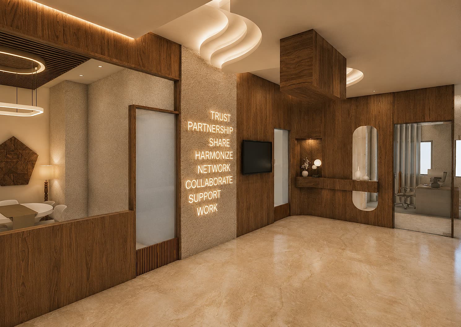 Hallway — values wall